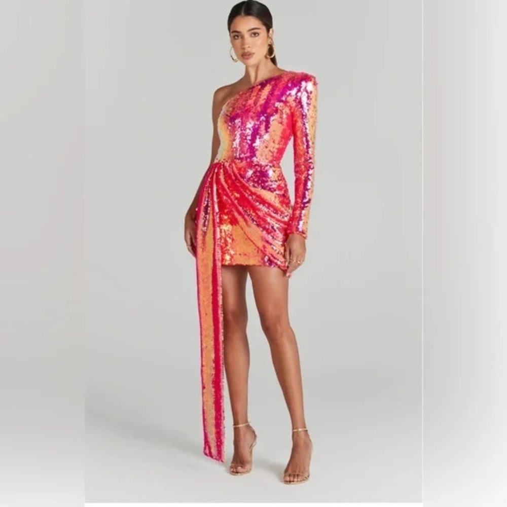 Nadine Merabi- Celina Pink Sequin Dress - Picture 2 of 11